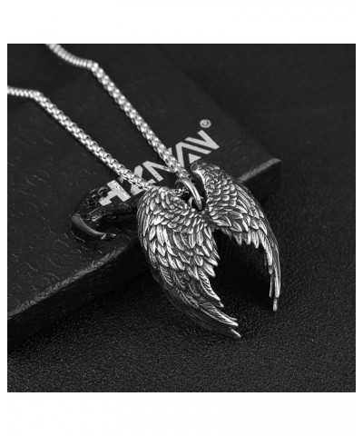 Angel Wing Necklace for Men Women Stainless Steel Gothic Punk Angel Wing Cross/Angel Pendant Faith Amulet Jewelry Gift Anchor...