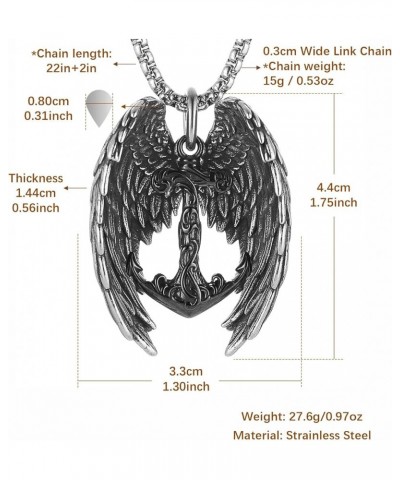 Angel Wing Necklace for Men Women Stainless Steel Gothic Punk Angel Wing Cross/Angel Pendant Faith Amulet Jewelry Gift Anchor...