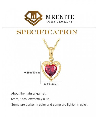 Solid 14kt Yellow Gold 6mm/8mm Natural Heart Garnet Pendant Necklace for Women Genuine January Birthstone Garnet Red Heart Ne...