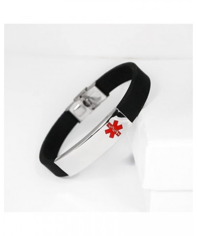 Medical Alert Bracelet for Teens Adults Boys Girls,Silicone Wristband Emergency ID Identification Cuff Bracelets Health Aller...