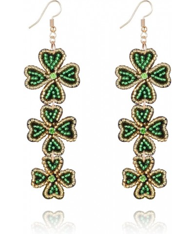 St.Patrick's Day Earrings Lucky Green Clover Earrings Irish Shamrock Drop Dangle Lucky Beaded Earrings Shamrock $6.50 Earrings