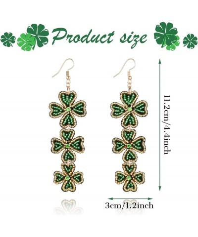 St.Patrick's Day Earrings Lucky Green Clover Earrings Irish Shamrock Drop Dangle Lucky Beaded Earrings Shamrock $6.50 Earrings