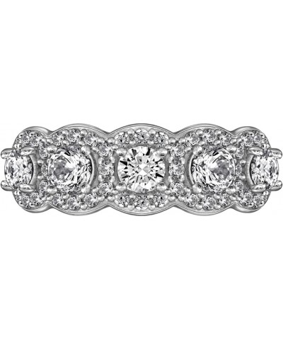 Sterling Silver Cubic Zirconia Round cut 5-Stone Halo Band Ring $26.24 Rings