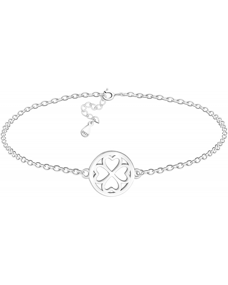 Women's Bracelet 925 Silver - Flower Circle Pendant - B0342 $20.47 Bracelets