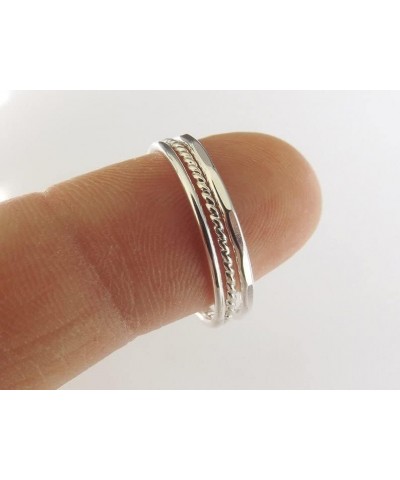 Silver Stacking Ring, 925 Sterling Silver Ring, Rope Tone Ring, Round Silver Tone Ring, Hammered Tone Ring, Silver Band Ring,...