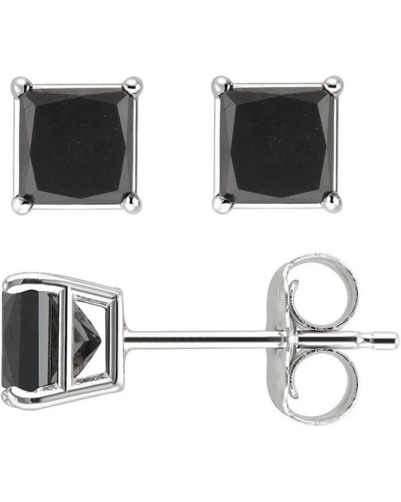 Princess cut Black Diamond Stud AAA Quality in White Gold & Yellow Gold White Gold 0.12 carats $26.63 Earrings