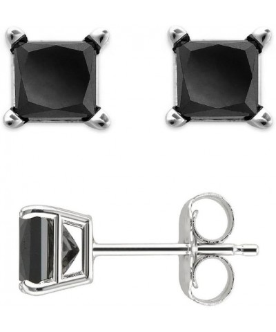 Princess cut Black Diamond Stud AAA Quality in White Gold & Yellow Gold White Gold 0.12 carats $26.63 Earrings