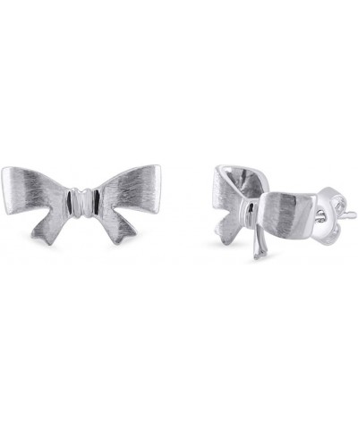 Fashion Cute Tiny Bow Stud Earrings In Gold Over Sterling Silver For Women's white-gold-plated-silver $13.00 Earrings