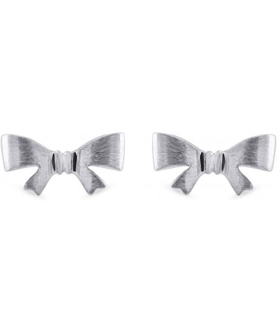 Fashion Cute Tiny Bow Stud Earrings In Gold Over Sterling Silver For Women's white-gold-plated-silver $13.00 Earrings