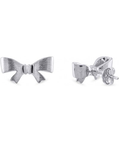 Fashion Cute Tiny Bow Stud Earrings In Gold Over Sterling Silver For Women's white-gold-plated-silver $13.00 Earrings