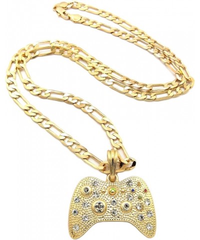 New Iced Out Game Controller Pendant 5mm/24" Figaro Chain Hip Hop Necklace MSP379 Gold $13.17 Necklaces