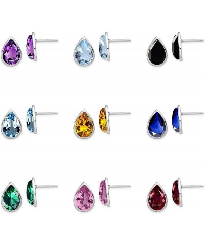 Choose Your Gemstone Pear Shape Stud Earring 925 Sterling Silver For Women Girls Birthstone Fashion Chakra Healing Jewely, ﻿C...