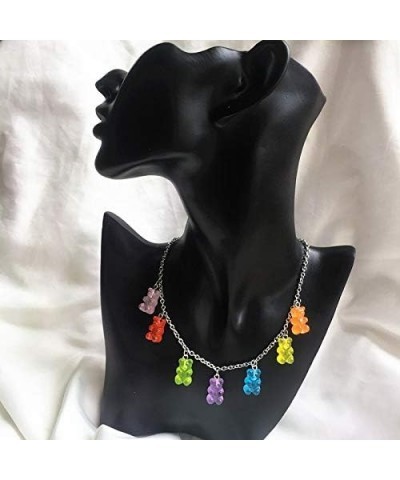 Gummy Bear Necklace Colorful Resin Bear Bracelet Aesthetic Pendant Necklace for Girls Women Necklace and bracelet $9.71 Neckl...