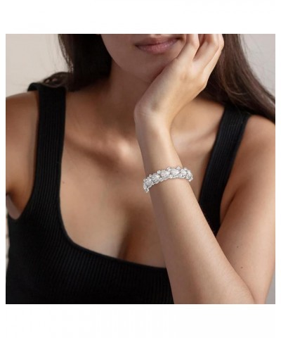 Women's Austrian Crystal Wedding Bridal Floral Tear Drop Elastic Stretch Bracelet Clear $13.19 Bracelets