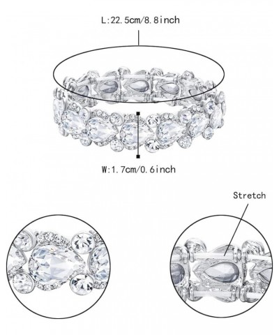 Women's Austrian Crystal Wedding Bridal Floral Tear Drop Elastic Stretch Bracelet Clear $13.19 Bracelets