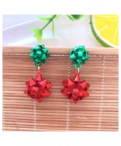 Red Green Christmas Dangle Earrings for Women Cute Long Chain Bow Knot Jingle Bell Christmas Tree Snowflake Dangle Earrings C...