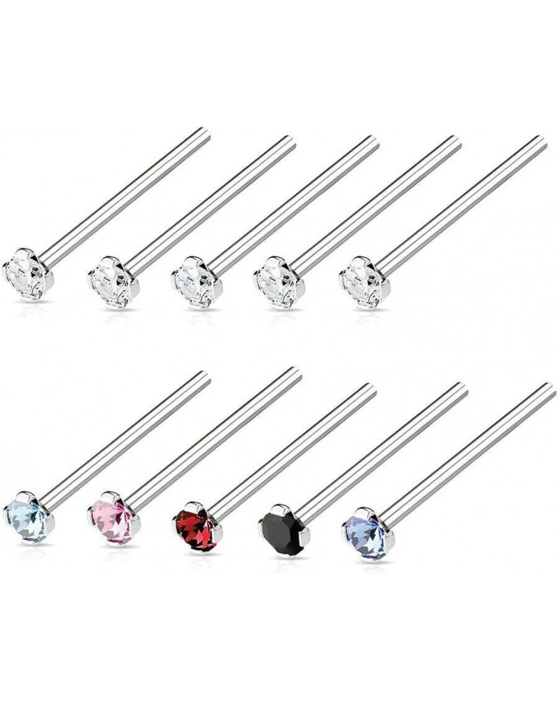 Nose Fishtail Jewelry Pack of 10 with Cubic Zirconia Stone on top 20g $8.03 Body Jewelry