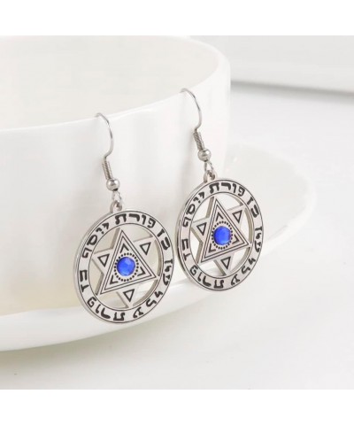 Stainless Steel Hanukkah Star of David Dangle Earrings Retro Hebrew Star Circle Charm Jewelry for Women Girls Silver $8.84 Ea...