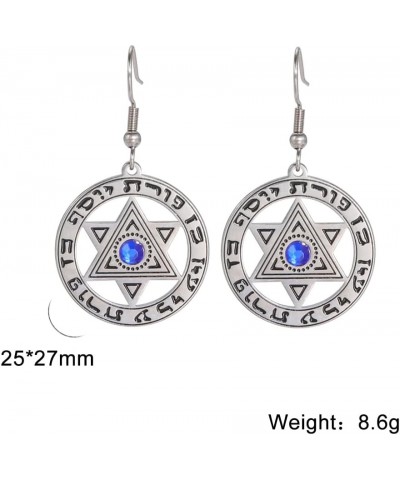 Stainless Steel Hanukkah Star of David Dangle Earrings Retro Hebrew Star Circle Charm Jewelry for Women Girls Silver $8.84 Ea...