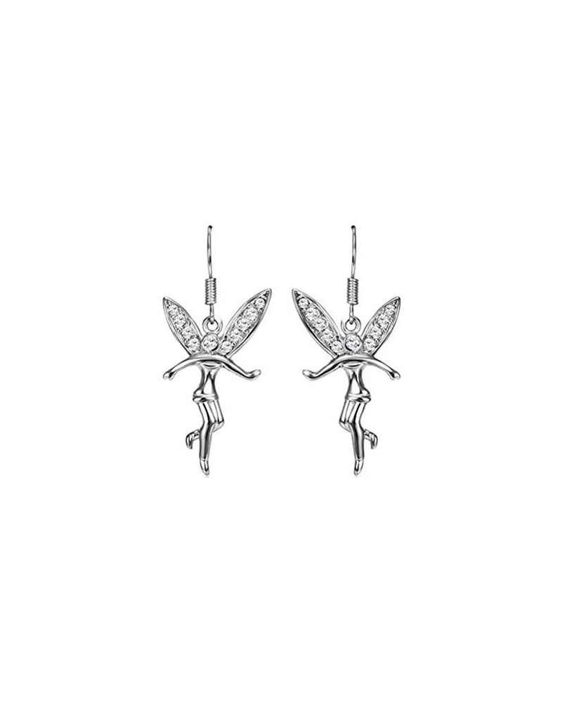 Rose Gold Platinum Plated Earrings Zirconia Fish Hook Tinkerbell Fairy .64" L305 platinum-plated $7.97 Earrings