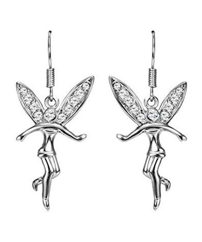 Rose Gold Platinum Plated Earrings Zirconia Fish Hook Tinkerbell Fairy .64" L305 platinum-plated $7.97 Earrings