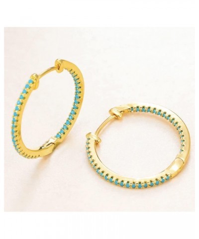 18K Gold Filled Ladies Blue Turquoise Double Sided Snap-Closure 25mm Huggie Hoop Earrings $12.99 Earrings