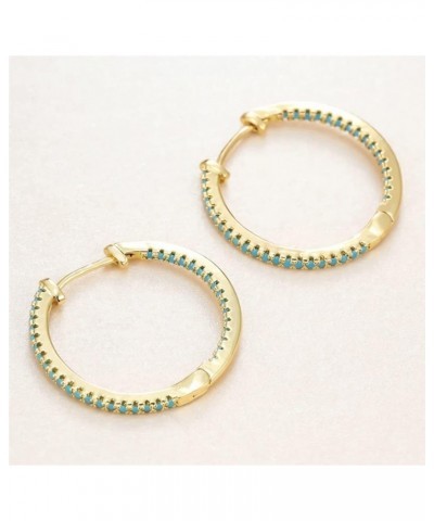 18K Gold Filled Ladies Blue Turquoise Double Sided Snap-Closure 25mm Huggie Hoop Earrings $12.99 Earrings