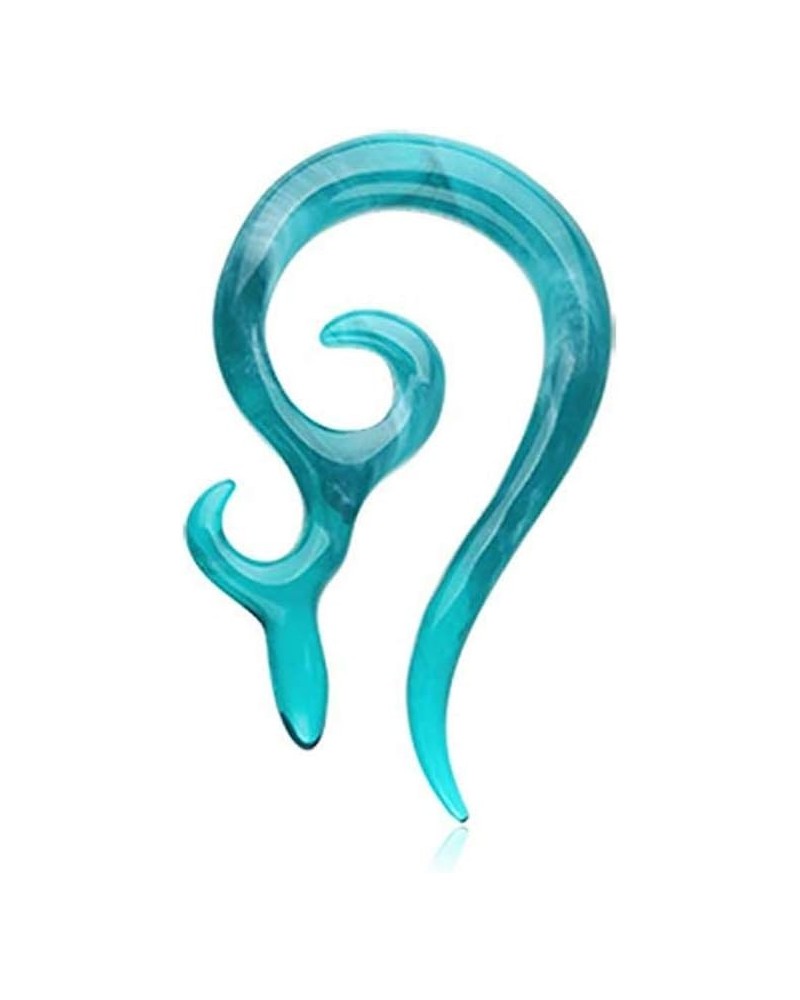 Devil's Horn Acrylic Ear Gauge Spiral Hanging Taper 0 GA (8mm), Teal $9.71 Body Jewelry