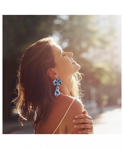 Long Crystal Floral Earrings Bohemian Tassel Earrings Handmade Drop Dangle Earrings for Women Girls leopard Blue $4.94 Earrings