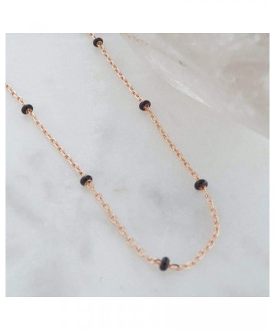 Black Beaded Layering Strand Rosary Necklace in Gold, Rose Gold, or Silver | Minimalist, Delicate Jewelry Rose Gold $12.64 Ne...