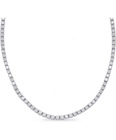 3 to 40 Carat LAB GROWN Round 14K White Gold 17 "Uniform Straight Diamond Tennis Riviera Necklace (E-F Color, SI1-SI2 Clarity...