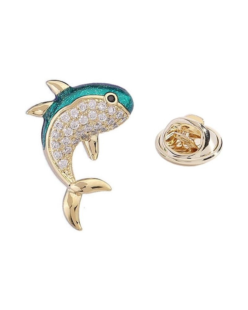 Rhinestone Dolphin Animal Brooch Pin for Women Girls Gold Plated Fashion Enamel Ocean Sea Fish Brooches Lapel Dainty Small Cu...