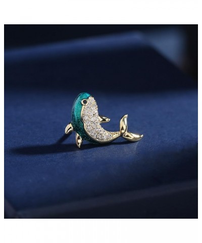 Rhinestone Dolphin Animal Brooch Pin for Women Girls Gold Plated Fashion Enamel Ocean Sea Fish Brooches Lapel Dainty Small Cu...