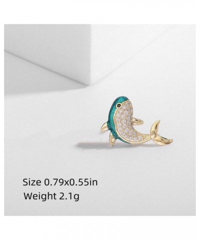 Rhinestone Dolphin Animal Brooch Pin for Women Girls Gold Plated Fashion Enamel Ocean Sea Fish Brooches Lapel Dainty Small Cu...