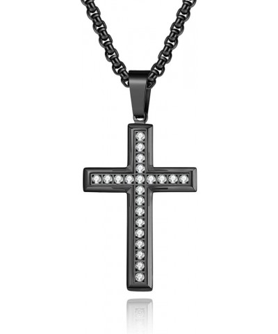 Classic Cross Pendant Necklace with Artificial Diamonds Set in,Stainless Steel Diamond Cross Pendant Necklace Pendant + Neckl...