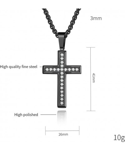 Classic Cross Pendant Necklace with Artificial Diamonds Set in,Stainless Steel Diamond Cross Pendant Necklace Pendant + Neckl...