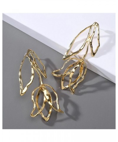 WIIPU Metal Gold Leaf Rose Flower Hollow Earrings Simple Dangle Earrings Banquet Jewelry 3.5 $8.24 Earrings