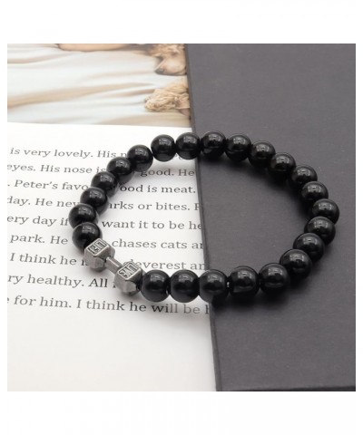 Black Obsidian Bracelets for Men Women,Gym Bros Bracelet Natural Stone Obsidian Beads Bracelets Volcanic Lava Stone Adjustabl...