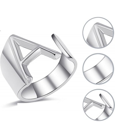 A-Z Wide Name Initial Alphabet Adjustable Open Ring,Bold Initial Letter Rings,Women Ring Personalised Engraved Women's Open R...