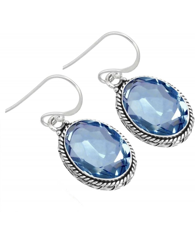 925 Sterling Silver Handmade Drop Dangle Earring for Women Oval Gemstone Fashion Jewelry for Gift (98523_E) Iolite Quartz $20...