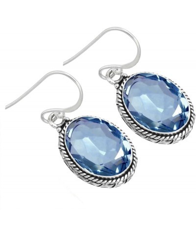 925 Sterling Silver Handmade Drop Dangle Earring for Women Oval Gemstone Fashion Jewelry for Gift (98523_E) Iolite Quartz $20...