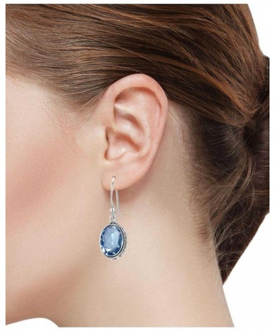 925 Sterling Silver Handmade Drop Dangle Earring for Women Oval Gemstone Fashion Jewelry for Gift (98523_E) Iolite Quartz $20...