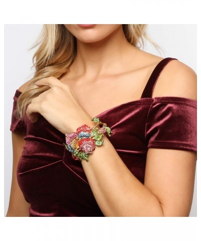 Women's Gold Snap-on Metal Large Rose Bracelet Bangle Multi Color $12.88 Bracelets