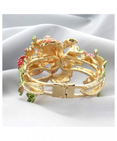 Women's Gold Snap-on Metal Large Rose Bracelet Bangle Multi Color $12.88 Bracelets