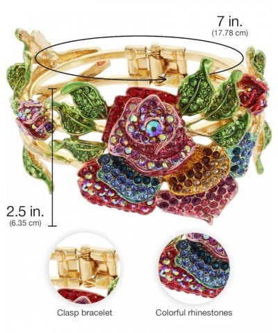 Women's Gold Snap-on Metal Large Rose Bracelet Bangle Multi Color $12.88 Bracelets