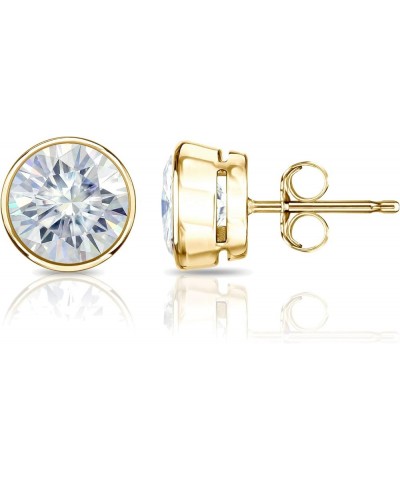 14k Gold Round Moissanite Stud Earrings (1 to 7ct TGW, J-K) Bezel-set, Push-Back Yellow Gold 1.5 carats $316.40 Earrings