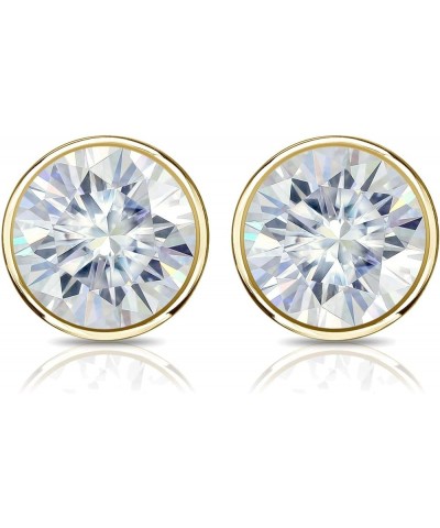 14k Gold Round Moissanite Stud Earrings (1 to 7ct TGW, J-K) Bezel-set, Push-Back Yellow Gold 1.5 carats $316.40 Earrings