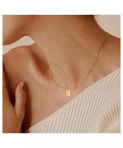 Initial Letter Necklaces for Women Nameplate Pendant 14K Gold Plated Box Chain 17+2 inch Jewelry Gift for Girl Gold-T $9.11 N...