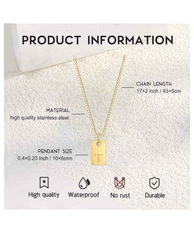 Initial Letter Necklaces for Women Nameplate Pendant 14K Gold Plated Box Chain 17+2 inch Jewelry Gift for Girl Gold-T $9.11 N...