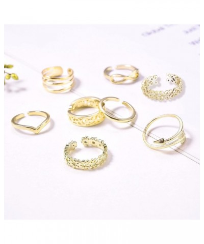 12PCS 18K Gold Plated Adjustable Toe Rings for women Summer Beach Open Toe Rings Set Flower Arrow Tail Pinky Band Rings Baref...